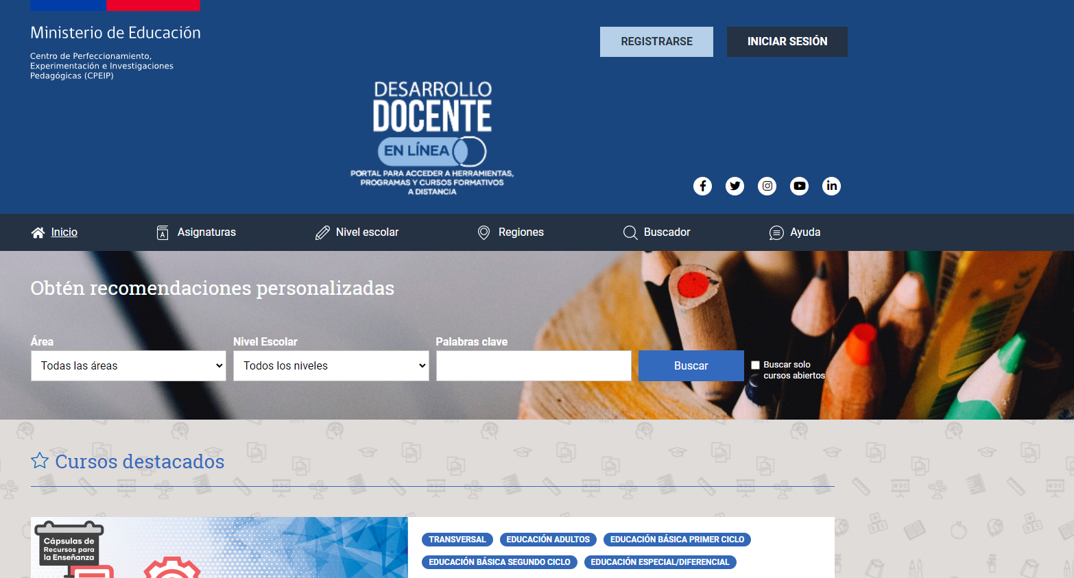 Portada del sitio Desarrollo Docente en Línea