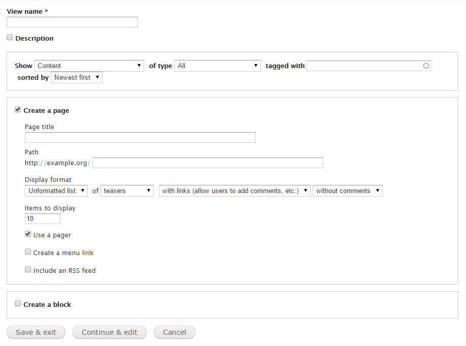 Ejemplo de configuración de views